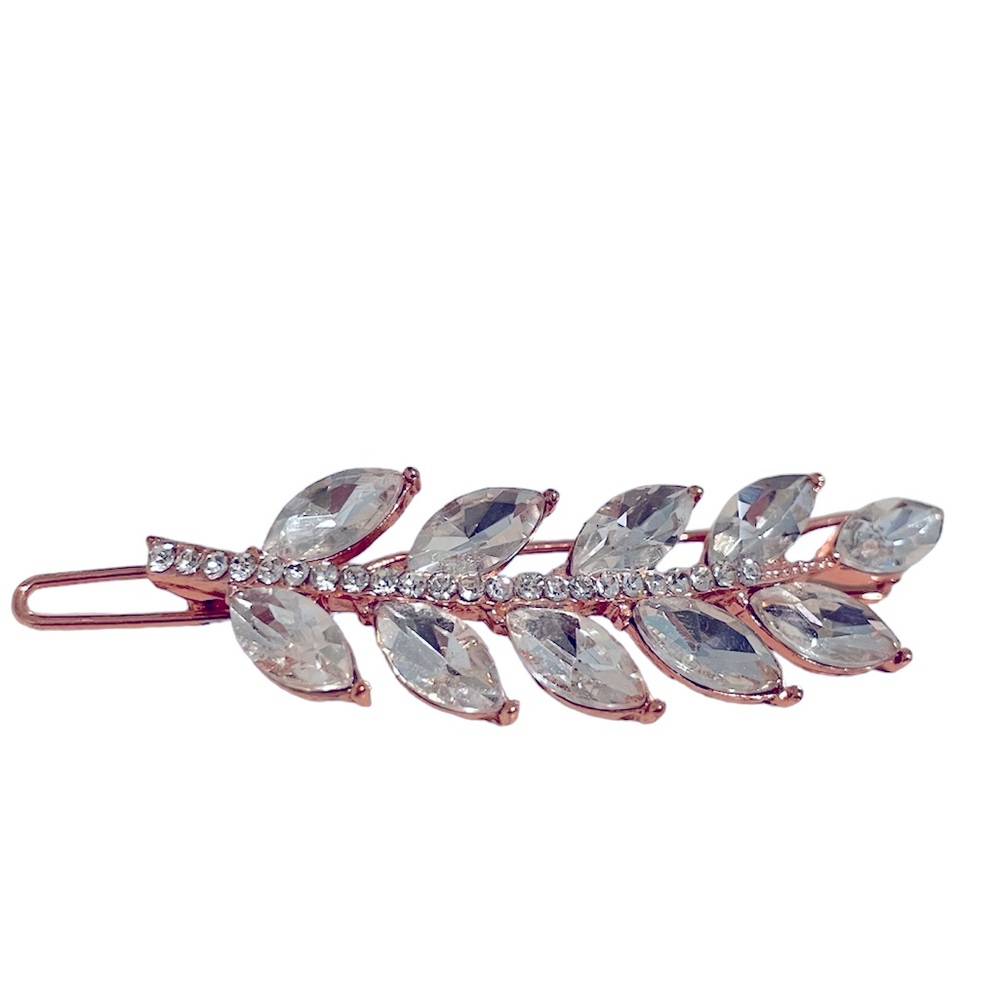 Small Branch Hair-clip with Rose colored Clasp